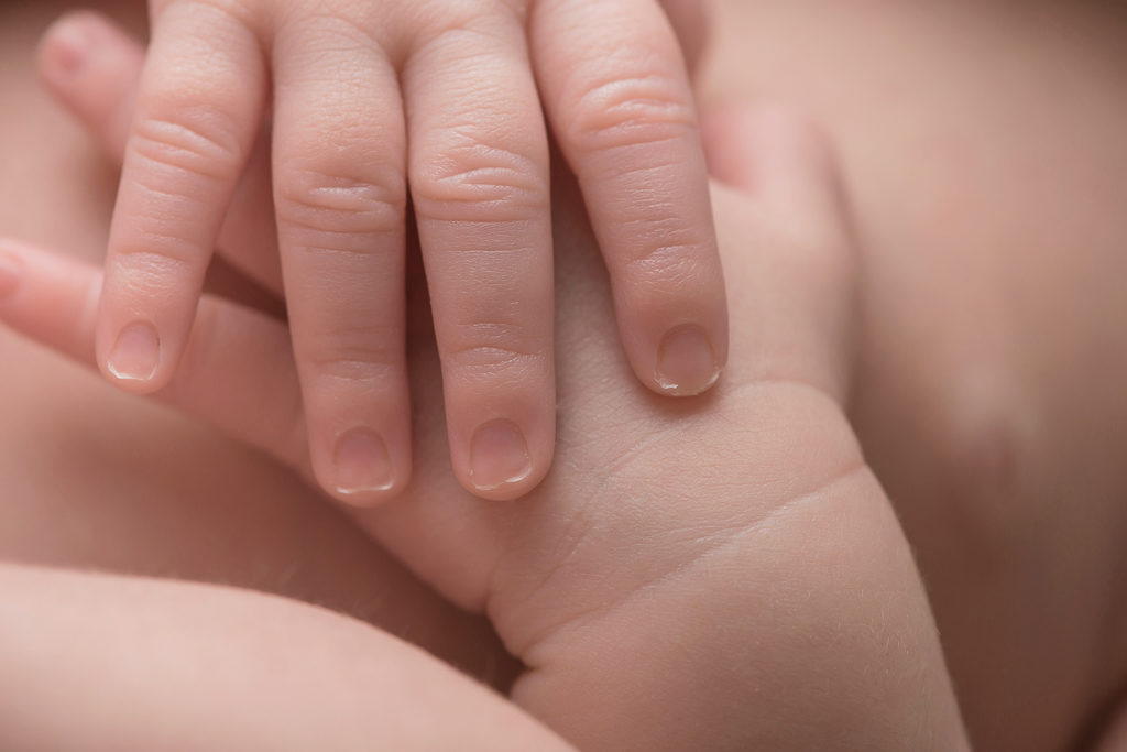 Detailaufnahme der Hände Neugeborenenfotografie Eberdingen Pforzheim